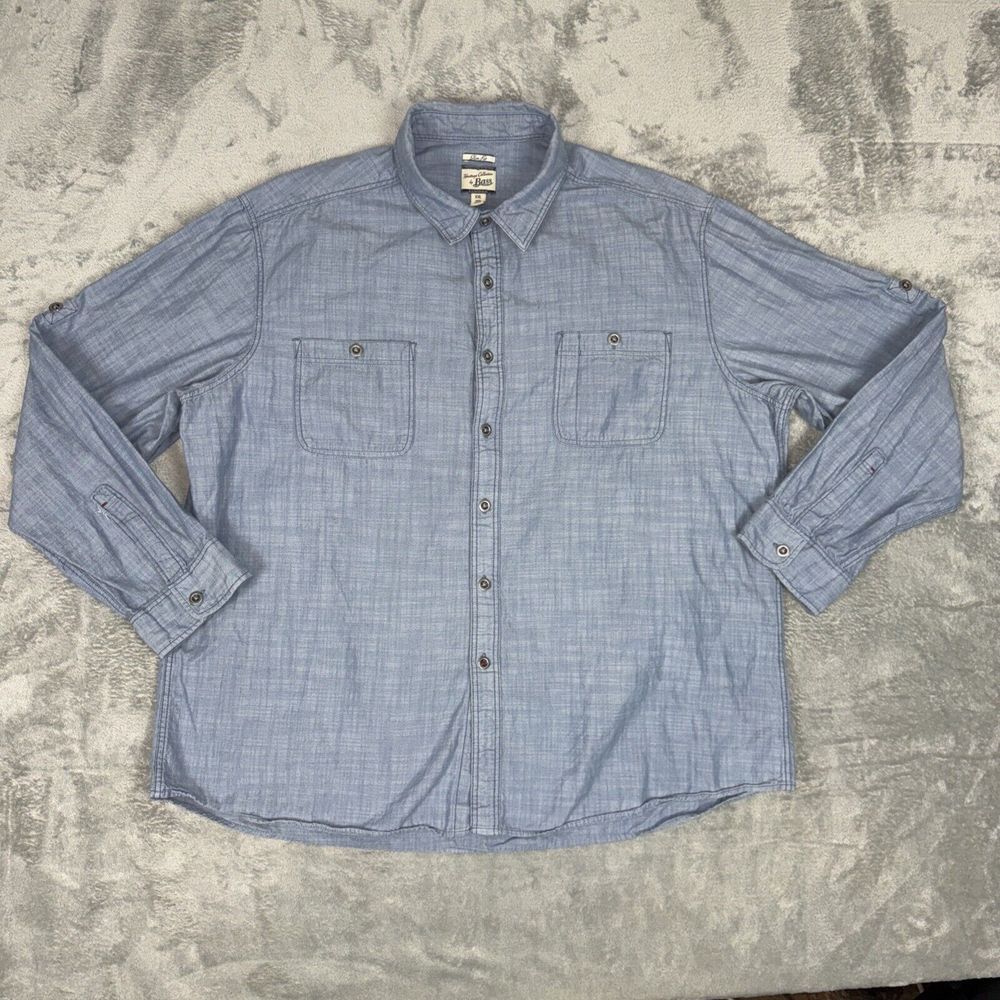 GH Bass Heritage Collection Shirt Mens‎ XXL Blue Chambray Slim Fit Long Sleeve